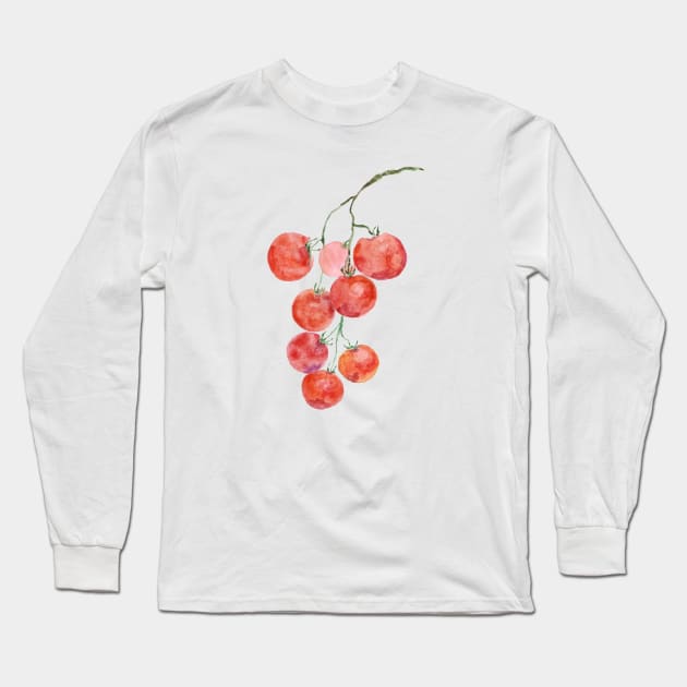 red cherry tomato watercolour Long Sleeve T-Shirt by colorandcolor